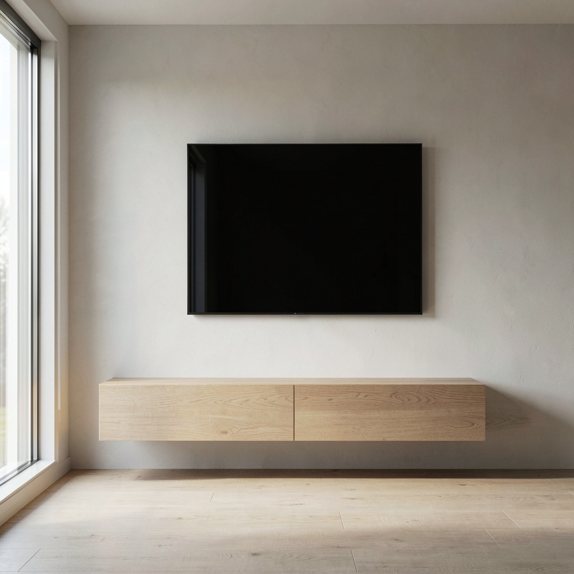 Unbranded television with a dark screen in a quiet living room